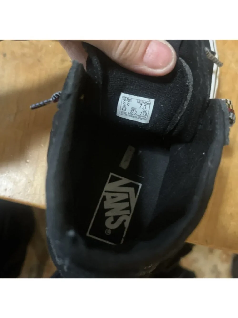 Vans Sk8-Hi® Tapered  Shoes Platform Women Suede Canvas Black Sz 7 Embroidered